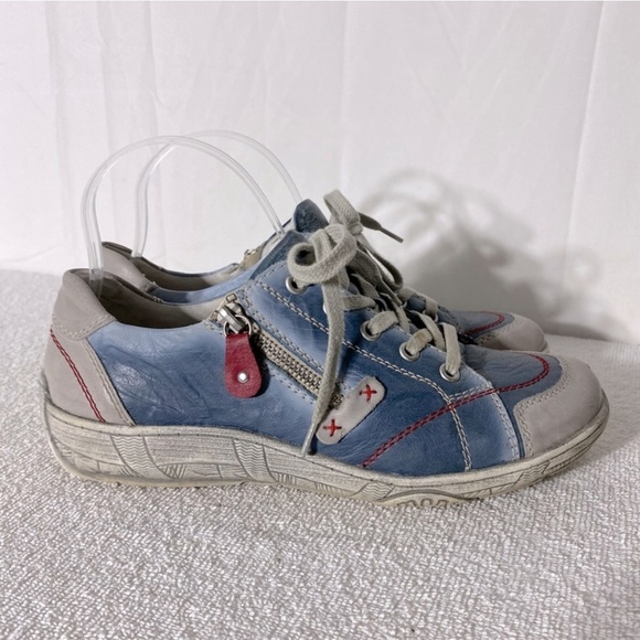 Remonte Blue Grey Leather Lace Up Sneakers 40 - Picture 1 of 12
